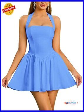 Floral Halter Mini Corset Dress Sleeveless A-Line Party Graduation